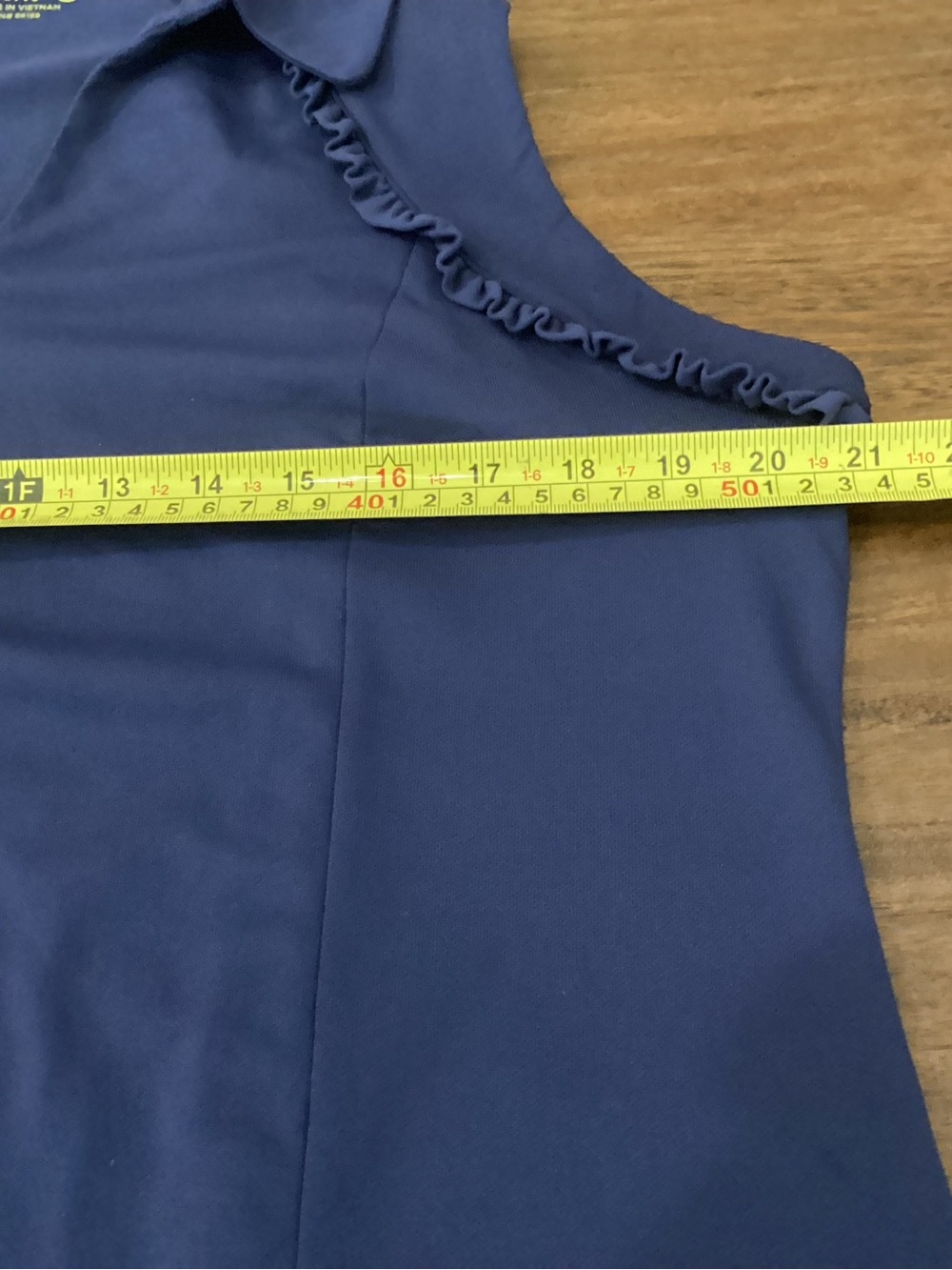 Women's Navy Sleeveless Ruffle-Trim Polo Top - Picture 8 of 9
